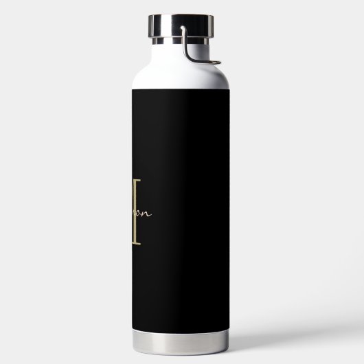 Personalisiertes Schwarz-Gold Monogramm-Geschenk Trinkflasche (links)