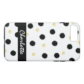 Personalisiertes Schwarz-Gold-Polka-Punktmuster Case-Mate iPhone Hülle (Rückseite (Horizontal))