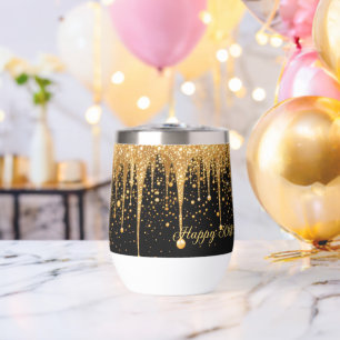 Personalisiertes Schwarz Gold tropfendes Glitter G