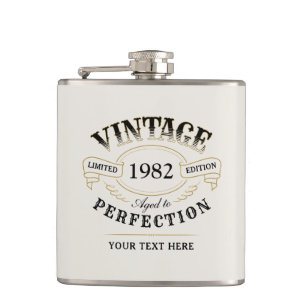 Personalisiertes Schwarz-Gold Vintage gereift bis Flachmann