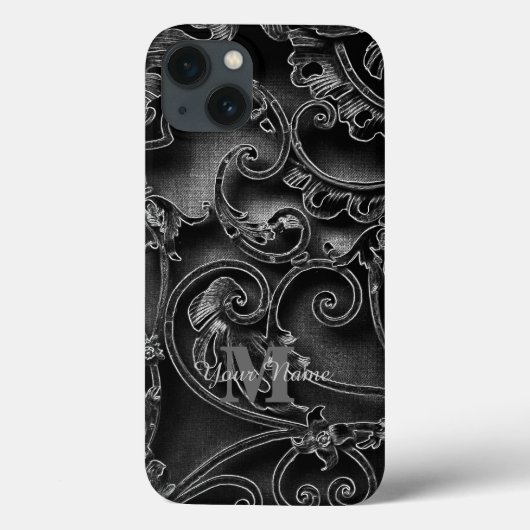 Personalisiertes schwarz-gotisches Muster Case-Mate iPhone Hülle (Rückseite)