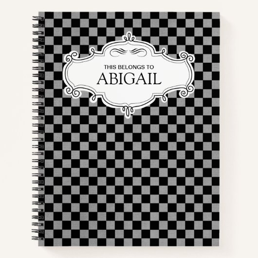 Personalisiertes Schwarz/Grau-Kartenbuch Notizblock (Vorderseite)