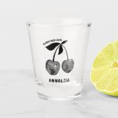 Personalisiertes Schwarz Kirsche Bachelorette Shot Schnapsglas (Vorderseite)