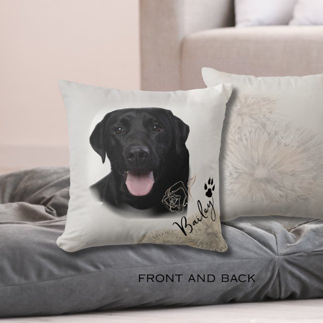 Personalisiertes Schwarz-Labrador-Foto Kissen (Personalized Black Labrador Dog Photo Image Throw Pillow)