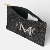 Personalisiertes Schwarz-Leder Zubehörtasche (Offen)