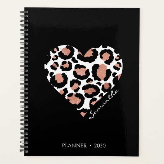 Personalisiertes Schwarz-Leopard-Gepard-Muster Planer (Vorderseite)