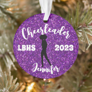 Personalisiertes Schwarz & Lila Cheerleader Orname Ornament