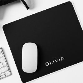 Personalisiertes Schwarz-Name-Monogramm | elegant Mousepad