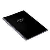 Personalisiertes Schwarz-Name-Monogramm | elegant Notizblock (Rechte Seite)