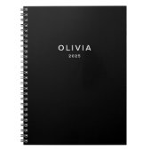 Personalisiertes Schwarz-Name-Monogramm | elegant Notizblock (Vorderseite)