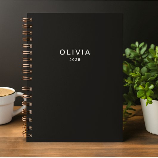 Personalisiertes Schwarz-Name-Monogramm | elegant Notizblock