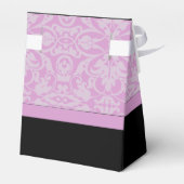 Personalisiertes Schwarz/Rosa Damask Gefälligkeits Geschenkschachtel (Rückseite)