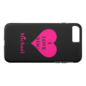 Personalisiertes Schwarz/Rosa Herz I Liebe Sie Case-Mate iPhone Hülle (Rückseite (Horizontal))