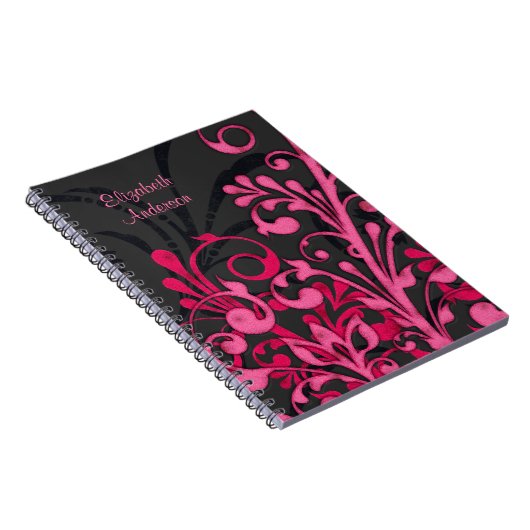Personalisiertes Schwarz-Rosa-Notebook Notizblock (Rechte Seite)