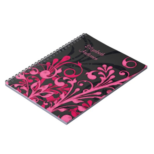 Personalisiertes Schwarz-Rosa-Notebook Notizblock (Linke Seite)