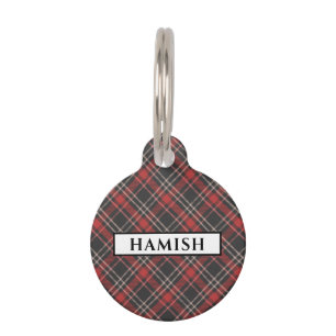Personalisiertes Schwarz-Rot-Creme-Tartan-Muster Haustiermarke