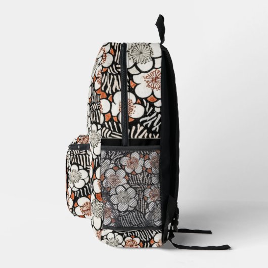 Personalisiertes Schwarz-Rot-Flora-Muster Bedruckter Rucksack (Rechts)