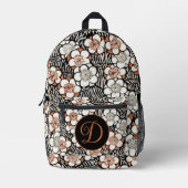 Personalisiertes Schwarz-Rot-Flora-Muster Bedruckter Rucksack (Vorderseite)