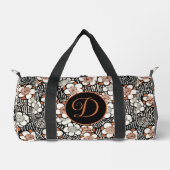 Personalisiertes Schwarz-Rot-Flora-Muster Duffle Bag (Vorderseite)