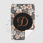 Personalisiertes Schwarz-Rot-Flora-Muster Golfhandtuch (Insitu)