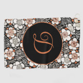 Personalisiertes Schwarz-Rot-Flora-Muster Golfhandtuch (Horizontal)