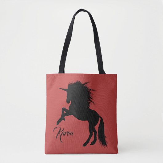 Personalisiertes Schwarz-Rot-Zaubertier Tasche (Vorderseite)