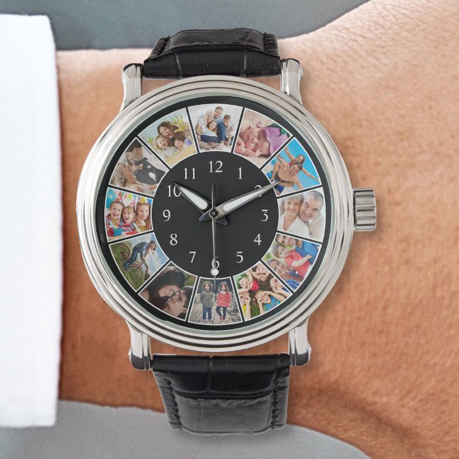 Personalisiertes Schwarz-Schwarz-FotoCollage für b Armbanduhr (Von Creator hochgeladen)