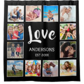 Personalisiertes Schwarz-Schwarz-FotoCollage für b Duschvorhang (Vorderseite)