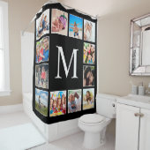 Personalisiertes Schwarz-Schwarz-FotoCollage für b Duschvorhang (Beispiel)