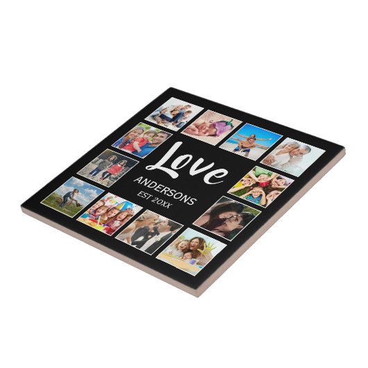 Personalisiertes Schwarz-Schwarz-FotoCollage für b Fliese (Seite)