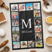 Personalisiertes Schwarz-Schwarz-FotoCollage für b Geschirrtuch