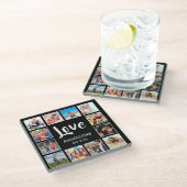 Personalisiertes Schwarz-Schwarz-FotoCollage für b Glasuntersetzer (Schrägansicht)