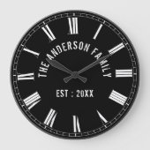 Personalisiertes Schwarz-Schwarz-FotoCollage für b Große Wanduhr (Vorderseite)