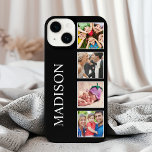 Personalisiertes Schwarz-Schwarz-FotoCollage für b iPhone 16 Plus Hülle<br><div class="desc">Erstellen Sie Ihre eigene personalisierte 4-Foto-Collage,  Telefongehäuse mit Ihren individuellen Bildern auf einem einfachen,  modernen schwarzen Hintergrund. Die Gehäuseseite zeigt auch Ihren Namen an. Fügen Sie Ihre Lieblings-Fotos,  Designs oder Kunstwerke,  um etwas wirklich Einzigartiges zu schaffen.</div>