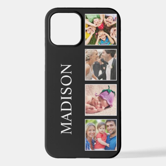 Personalisiertes Schwarz-Schwarz-FotoCollage für b iPhone Hülle (Rückseite)