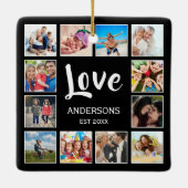 Personalisiertes Schwarz-Schwarz-FotoCollage für b Keramikornament (Rückseite)