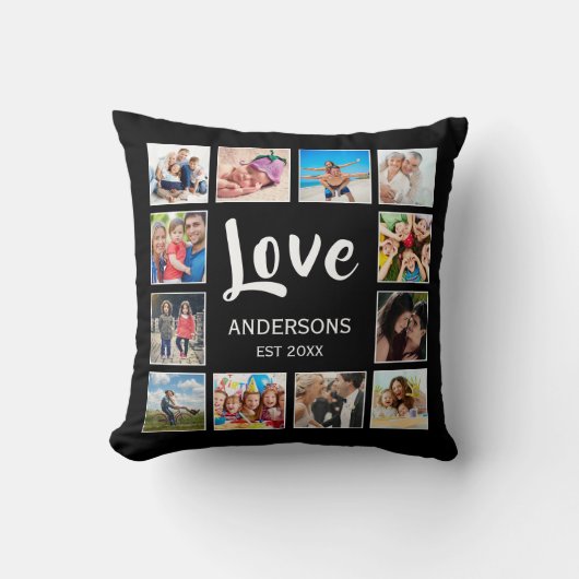 Personalisiertes Schwarz-Schwarz-FotoCollage für b Kissen (Vorderseite)