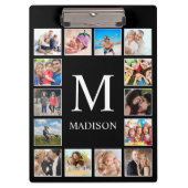 Personalisiertes Schwarz-Schwarz-FotoCollage für b Klemmbrett (Vorderseite)