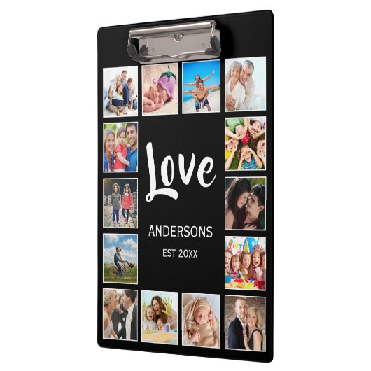 Personalisiertes Schwarz-Schwarz-FotoCollage für b Klemmbrett (Links)