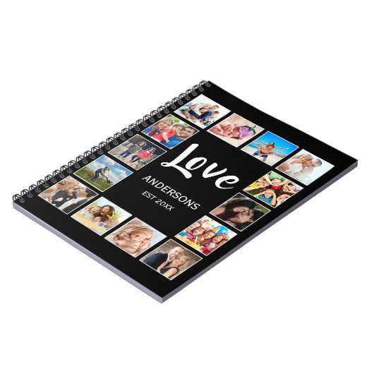 Personalisiertes Schwarz-Schwarz-FotoCollage für b Notizblock (Linke Seite)