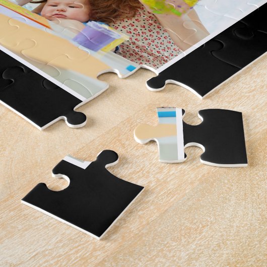 Personalisiertes Schwarz-Schwarz-FotoCollage für b Puzzle (Seite)