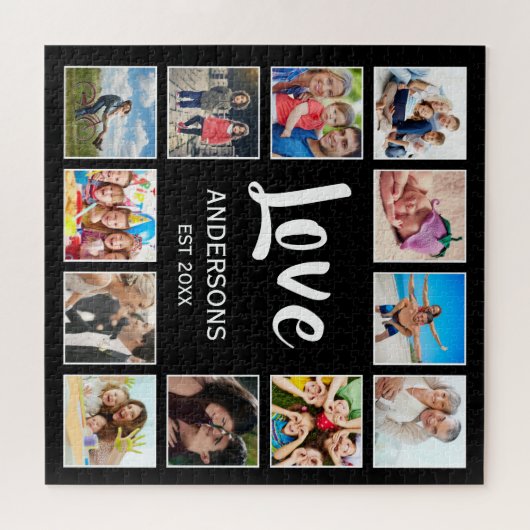 Personalisiertes Schwarz-Schwarz-FotoCollage für b Puzzle (Horizontal)