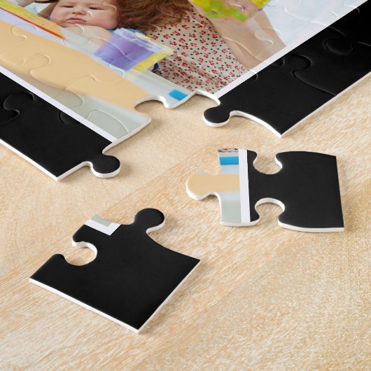 Personalisiertes Schwarz-Schwarz-FotoCollage für b Puzzle (Seite)