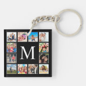 Personalisiertes Schwarz-Schwarz-FotoCollage für b Schlüsselanhänger (Rückseite)