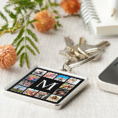 Personalisiertes Schwarz-Schwarz-FotoCollage für b Schlüsselanhänger (Seite)