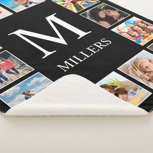 Personalisiertes Schwarz-Schwarz-FotoCollage für b Sherpadecke (3/4)