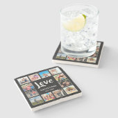 Personalisiertes Schwarz-Schwarz-FotoCollage für b Steinuntersetzer (Seitenansicht)