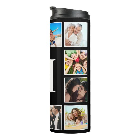 Personalisiertes Schwarz-Schwarz-FotoCollage für b Thermosbecher (Nach rechts gedreht)