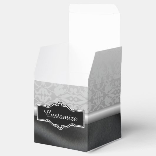 Personalisiertes Schwarz-Silber-Damaskus-Feld Geschenkschachtel (Geöffnet)