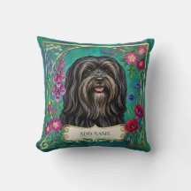 Personalisiertes Schwarz-Tan-Lhasa-Apso-Kissen